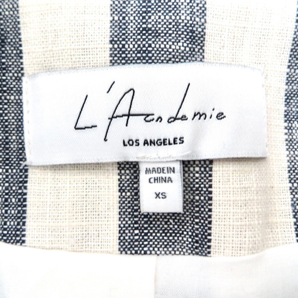 NEW! L'Academie Revolve Striped Blazer Jacket Linen Blend SZ XS - Picture 7 of 9